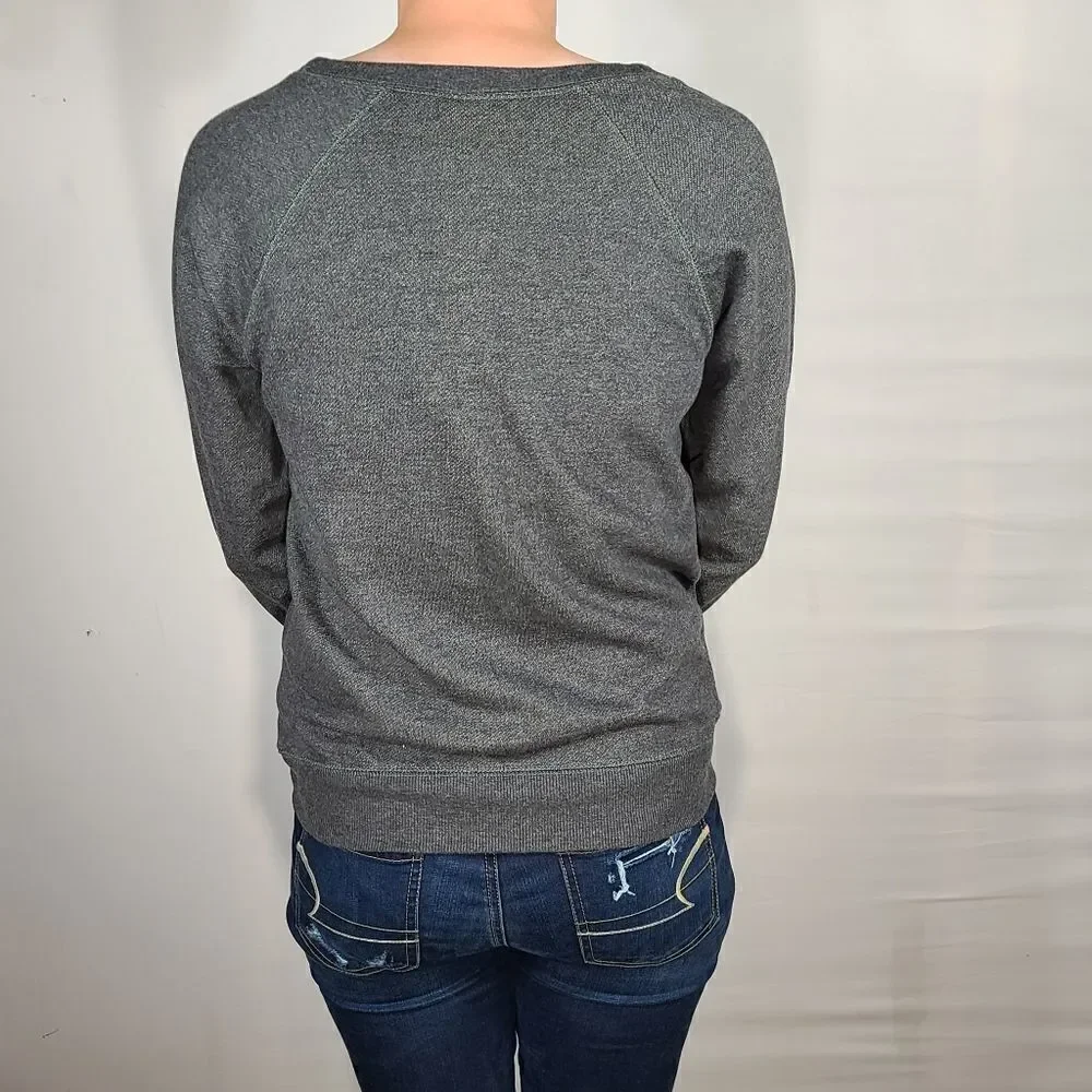 Fresh Gray and Pink Jeweled Neckline Sweater